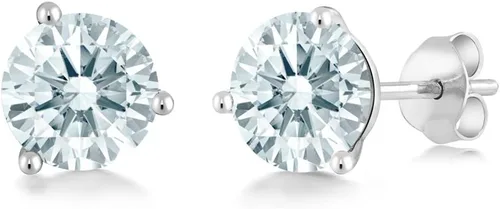 Miniatura 23 de Gem Stone King Aretes de oro de 14 quilates, 0.236 in, piedra natal redonda, Martini, 3 puntas, aretes de oro para mujer