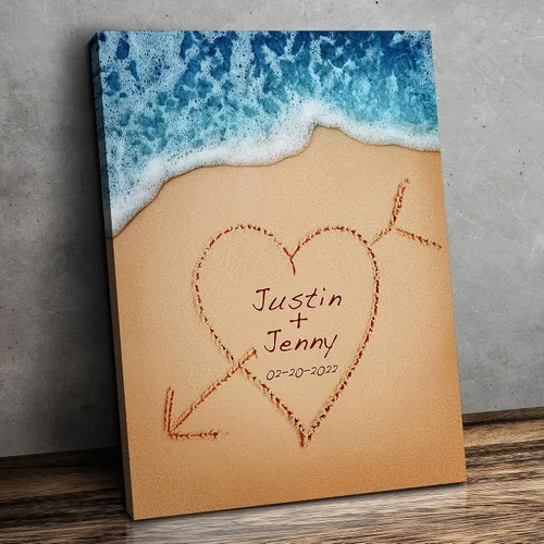 Miniatura 27 de CP CANVASPATH Nombre y fecha de pareja en la playa, impresiones en lienzo personalizadas, regalo de amor para aniversario, boda, cumpleaños y Arte