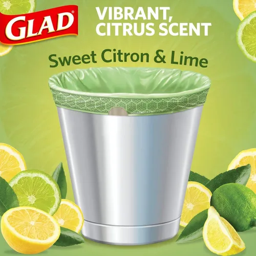 Miniatura 3 de Glad Bolsas de basura pequeñas con cordón de cocina, 4 galones, Febreze Sweet Citron & Lime, 34