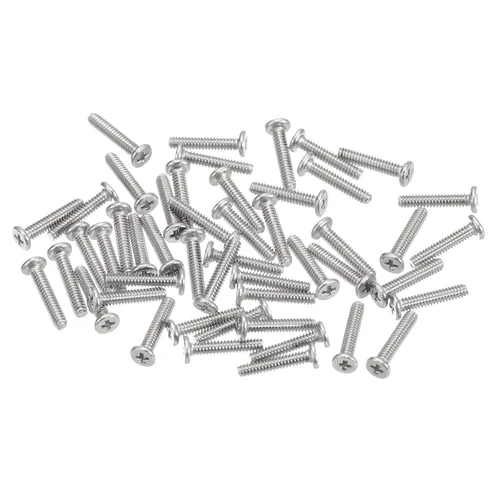 Miniatura 19 de Uxcell M1-0.25 x 2 mm 50 piezas Tornillos de cabeza plana redonda 304 de acero inoxidable Phillips Drive tornillos de máquina para fijación