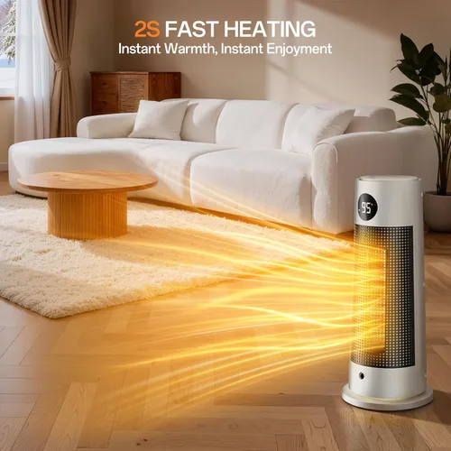 Miniatura 4 de Calentadores de espacio para uso en interiores, calentador eléctrico portátil con luz nocturna, calentador de cerámica PTC de 1500 W con 4 modos