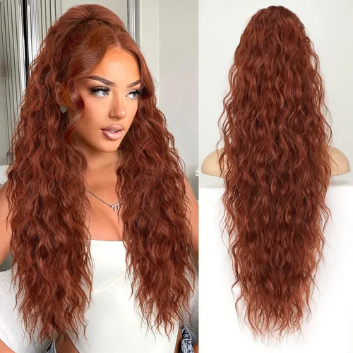 Miniatura 11 de KooKaStyle Extensión de cola de caballo con cordón de 26 pulgadas (66 cm) para mujeres, extensiones de cabello sintético rizado largo para uso