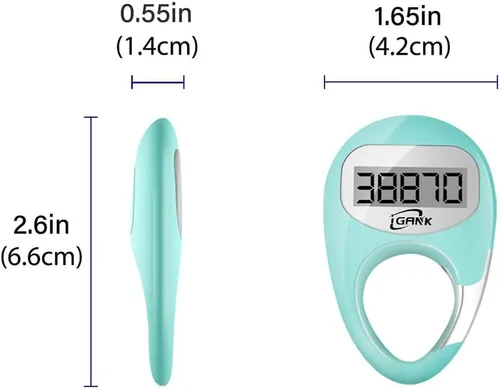 Miniatura 6 de Podómetro simple para caminar, contador de pasos 3D para hombres, mujeres y niños Turquesa