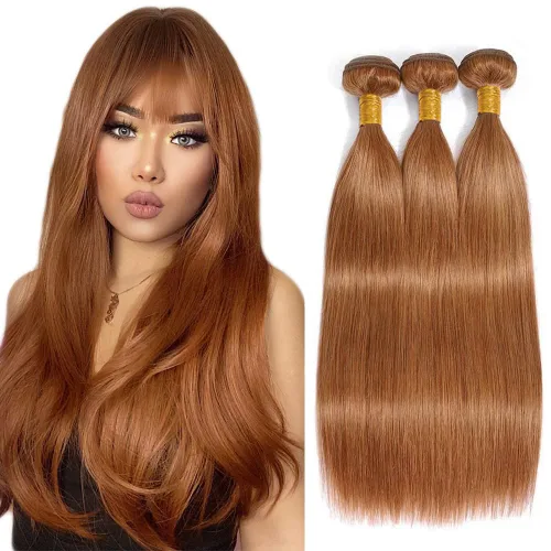 Miniatura 44 de Color 30 paquetes de cabello humano marrón onda del cuerpo paquetes 8 10 12 pulgadas brasileño virgen Remy extensiones de cabello humano doble trama