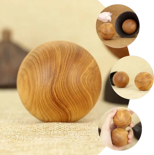Miniatura 7 de Healifty Bolas de masaje de mano, paquete de 2 bolas de ejercicio de mano de madera de 1.96 pulgadas para estimulación muscular de mano, alivio