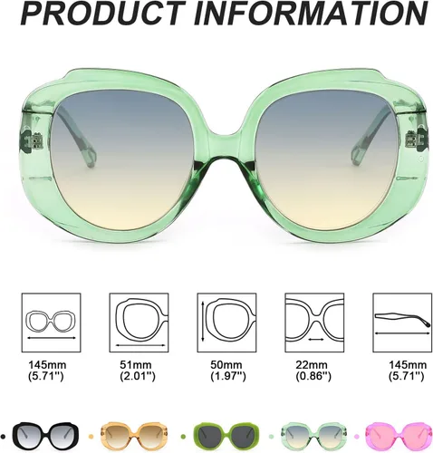 Miniatura 5 de WANWAN Gafas de sol redondas de gran tamaño para mujer, marco grande, gafas de sol retro de moda para hombres, vacaciones a la moda