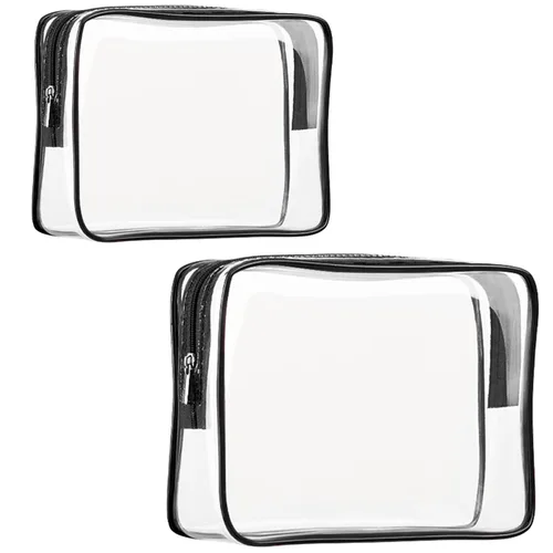 Miniatura 14 de Kit de 3 piezas de bolsas de artículos de aseo de viaje de PVC cristalino para mujeres y hombres, organizador de embalaje de vinilo impermeable