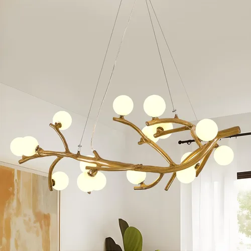 Miniatura 13 de Lámpara de Araña Moderna de Techo de 28.7 pulgadas, Lámpara de Araña Sputnik de 8 Luces de Resina de Mediados de Siglo sobre Mesa, Candelabros