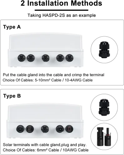 Miniatura 8 de DIHOOL Caja de interruptor de desconexión de panel solar Caja de disyuntor de CC de 40 amperios, caja combinadora de 1000 V PV para RV