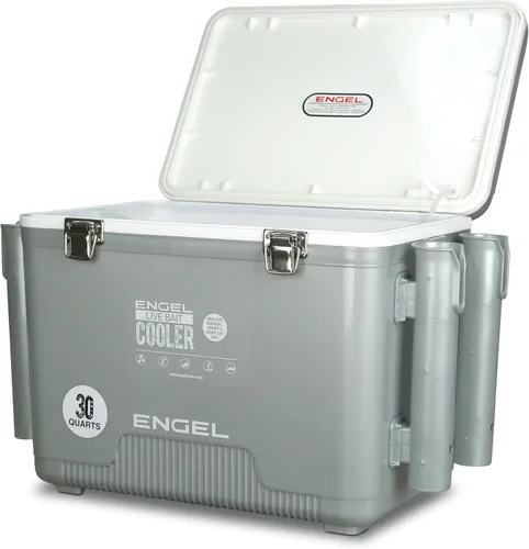 Miniatura 13 de ENGEL - Enfriador de cebo vivo PRO para pesca - Cubo portátil de pececillos y cebo con aireador recargable de iones de litio Canela