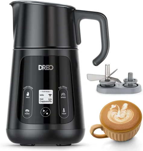 Miniatura 8 de Dreo Espumador de Leche [Actualizado], Espumador Eléctrico Todo en Uno para Café, Espumador Automático de Nivel de Arte de Laté de 15oz/450ml, Gris