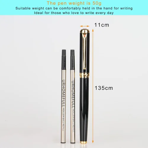 Miniatura 6 de Bolígrafo Rollerball de Lujo Impresionante con Ribete de Oro de 24K, Punta Suiza con Repuestos de Tinta Negra, Juego de Bolígrafo Perfecto como