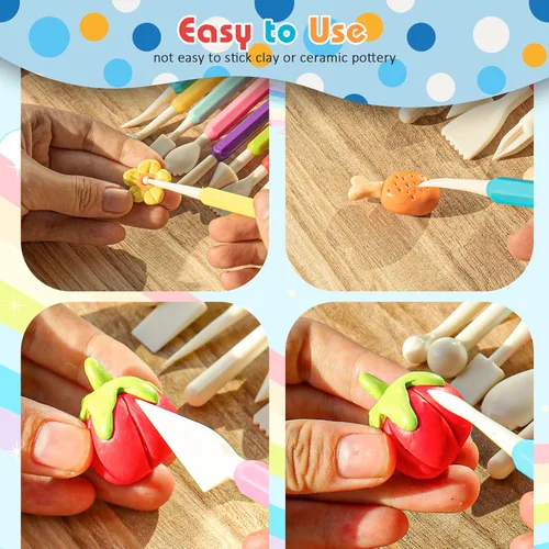 Miniatura 5 de UUSYCUN UUSYCUN - 9 herramientas de arcilla para niños y adultos, kit de herramientas de arcilla seca al aire de plástico, herramientas de escultura