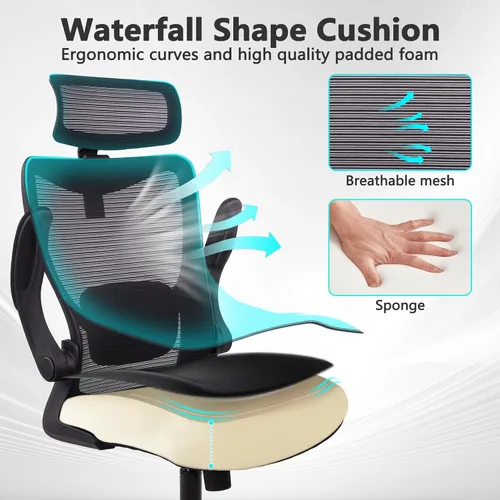 Miniatura 5 de CLATINA Silla de oficina ergonómica de malla resistente de 400 libras, silla de escritorio grande y alta con soporte lumbar ajustable