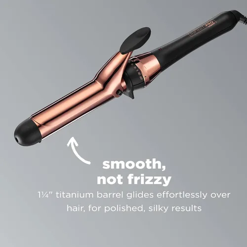 Miniatura 2 de INFINITIPRO BY CONAIR Rizador de titanio de oro rosa de 1 1/4 pulgadas, barril de 1 ¼ de pulgada produce rizos sueltos, para uso en cabello mediano