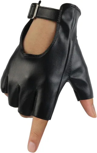 Miniatura 2 de Long Keeper Guantes sin dedos para mujer, guantes de piel sintética de medio dedo, guantes sin forro para motocicleta, ciclismo, conducción, sin