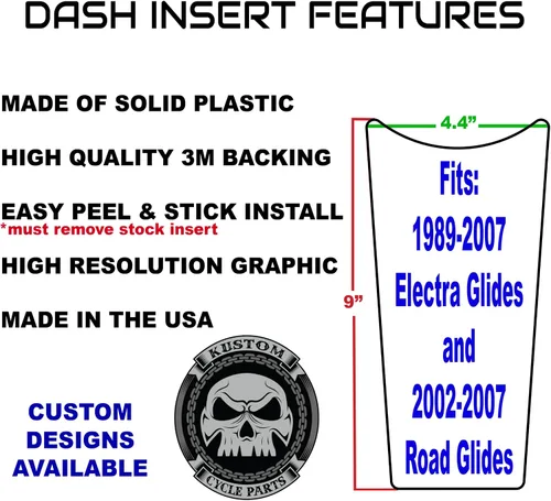 Miniatura 2 de Kustom Cycle Parts Inserto de consola de panel de tablero de plástico con diseño de veta de madera del mercado de accesorios. Se adapta a Harley