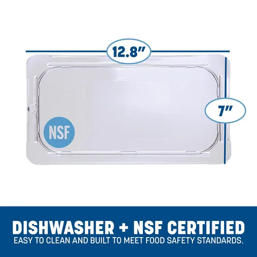 Miniatura 3 de Carlisle FoodService Products StorPlus Tapa plana, cubierta para bandejas de comida de tamaño 1/3, 12.75 x 7 pulgadas, 1 unidad, transparente