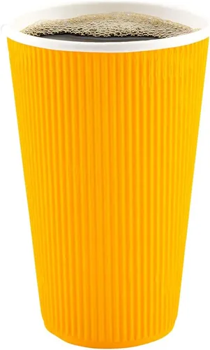 Miniatura 8 de Restaurantware 16 onzas Tazas de papel desechables con pared ondulada, 500 vasos de papel amarillo aislados con diseño de borde enrollado, tapas