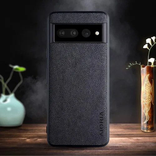 Miniatura 2 de Funda protectora completa para Google Pixel 7, funda de cuero premium para teléfono con diseño retro para Google Pixel 7 5G (negro)