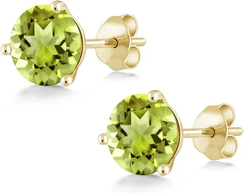 Miniatura 87 de Gem Stone King Aretes de oro de 14 quilates, 0.236 in, piedra natal redonda, Martini, 3 puntas, aretes de oro para mujer