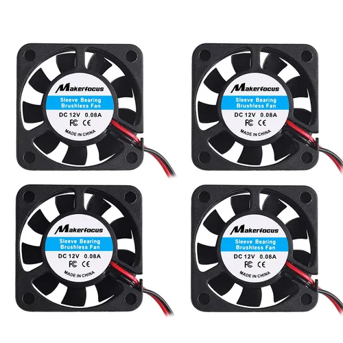 Ventilador de impresora 3D de 4 piezas, 12 V, 1.575 in, 12 voltios, 0.08 A, CC, mini refrigeración silenciosa, 1.575 x 1.575 x 0.394 in, con cable