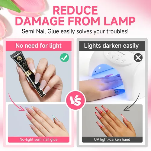 Miniatura 7 de UNA GELLA No necesita lámpara de pegamento sólido para uñas a presión: uñas acrílicas súper fuertes semi pegamento de uñas gel de curado rápido 0.3
