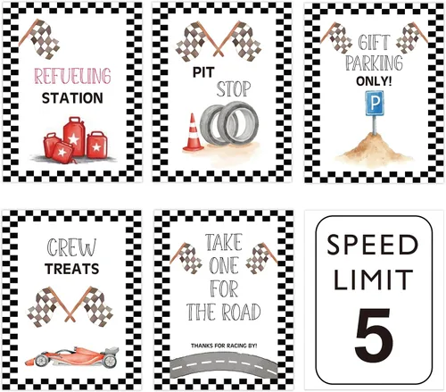 Miniatura 11 de Speed Limit 1 - Decoración de Cumpleaños de Coche de Carreras, Decoraciones de Fiesta de Primer Cumpleaños 6PCS Letreros de Pared para Bebé de 1 Año
