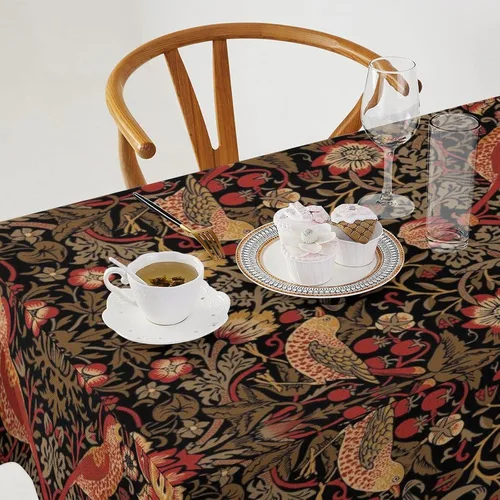Miniatura 60 de Mantel Floral Retro de Pájaros, Diseño Original Bohemio William Morris Estampado Cubierta de Mesa para Hogar Picnic Fiesta Comedor Cocina William