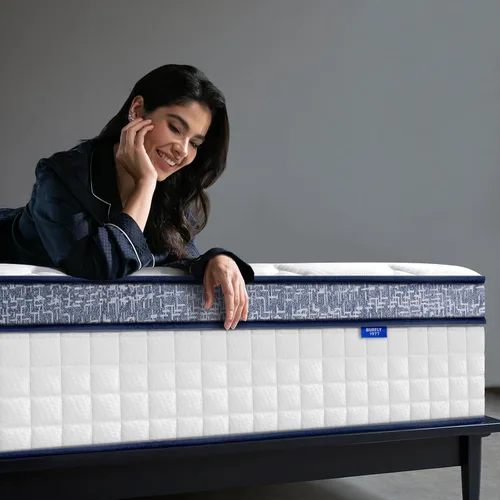 Miniatura 8 de Colchón matrimonial de 12 pulgadas en una caja, híbrido, de espuma viscoelástica y resortes en bolsillos independientes, firmeza media, confort