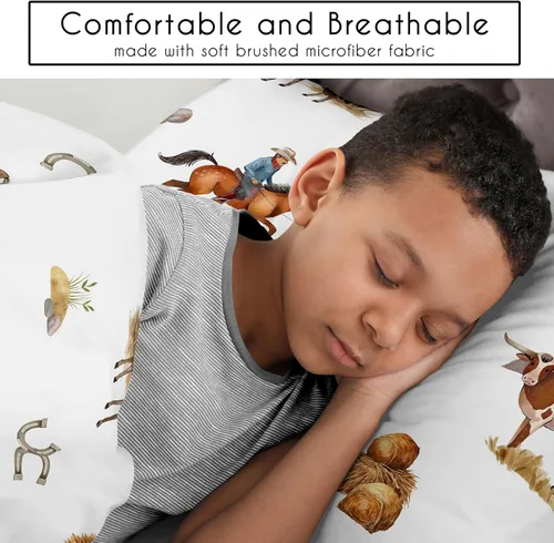 Miniatura 4 de Sweet Jojo Designs Juego de edredón individual de 2 piezas (vaquero occidental) para niños, ropa de cama para niños, ropa de cama en una bolsa