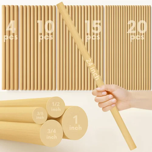 Miniatura 9 de 50 tacos de madera de bambú, varillas de manualidades de 12 pulgadas, palos naturales para manualidades y bricolaje