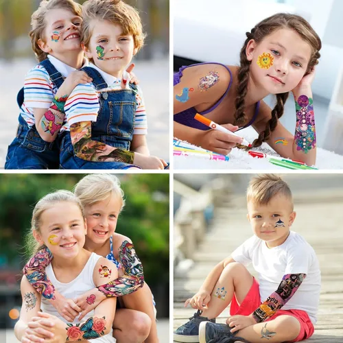 Miniatura 5 de 52 tatuajes temporales para niños, tatuajes falsos de manga completa, dinosaurio, monstruo, coche, planeta, araña, tiburón, para niño, princesa