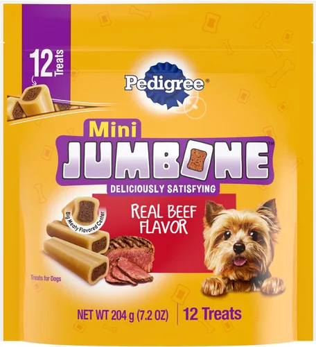 Pedigree Mini Jumbone Golosinas para Perros Pequeños, Sabor a Carne de Res, 12 Golosinas (Paquete de 7)
