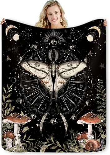 Miniatura 11 de Miyotaa Manta de Astrología de Constelación Celestial 50 pulgadas de ancho x 60 pulgadas de alto Fases de Sol y Luna Misteriosa Beige Creciente