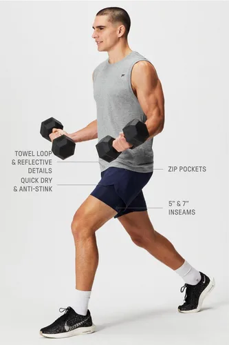 Miniatura 99 de Fabletics The One - Pantalón corto para hombre (forro), entrenamiento, natación, ligero, de secado rápido, bolsillo con cremallera, tejido elástico