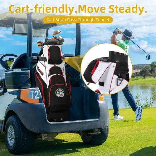 Miniatura 5 de Bolsa de carrito de golf Shopsource, bolsa de palos de 14 vías con cierre moldeado y divisores de longitud completa, bolsas de carrito silenciosas