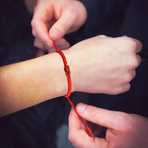 Miniatura 3 de Pulseras tibetanas hechas a mano con cuerda roja para él y ella, pulsera de la amistad, pulsera de la amistad, hilo negro y rojo para protección
