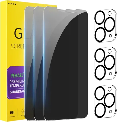 Miniatura 22 de PEHAEL 3+3 Pack para iPhone 17 Pro protector de pantalla de privacidad con protector de lente de cámara, película de vidrio templado antiespía