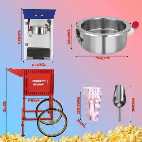Miniatura 6 de Máquina para hacer palomitas de maíz, 8 onzas, estilo teatro, portátil, portátil, con tres dispensadores de caramelos y granos de almacenamiento