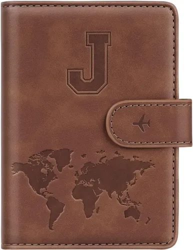 Miniatura 20 de Funda para Pasaporte Personalizada con Letra de la A a la Z, Billetera de Viaje con Bloqueo RFID, Funda para Pasaporte, Estuche para Pasaporte