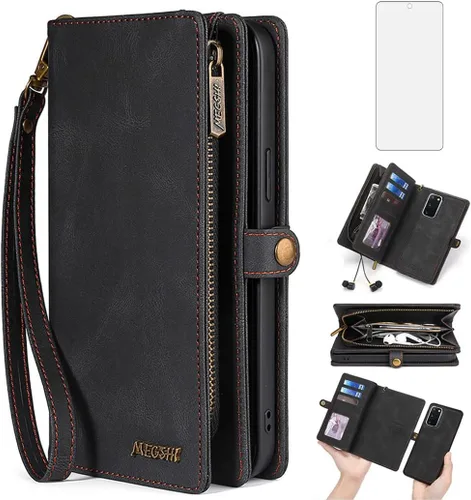 Asuwish Funda de teléfono para Samsung Galaxy S20 FE 5G 6.5 pulgadas con cremallera con protector de pantalla y tarjetero de cuero para celular S 20