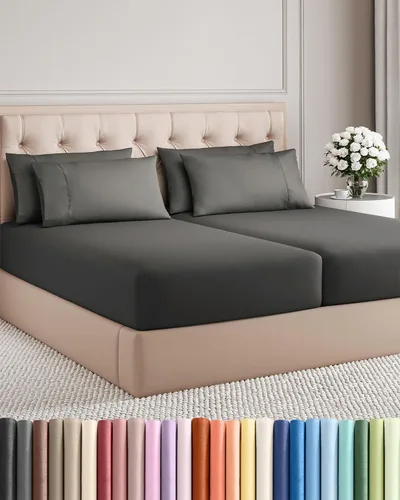 Miniatura 21 de Juego de sábanas Queen de 6 piezas, sábanas tamaño Queen, ropa de cama suave de lujo de hotel, refrescante, cómoda y transpirable, 1 encimera, 1 26