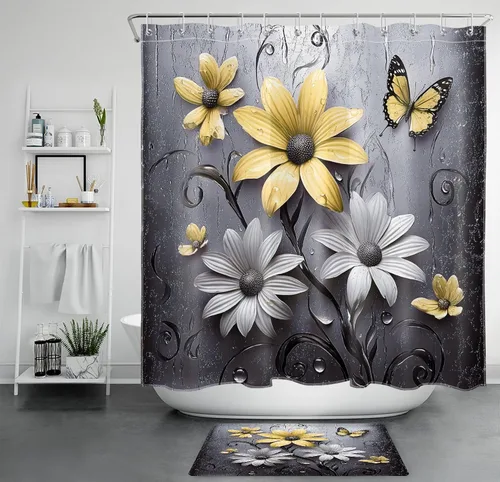 Miniatura 20 de LB Get Naked - Cortina de ducha pequeña de 48 x 68 pulgadas, forro de cortina de ducha de tamaño medio azul y rosa, cortinas de ducha estrechas
