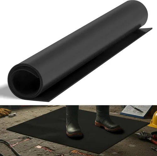 Miniatura 11 de 1 alfombrilla de goma aislada de 20 x 20 pulgadas, manta de aislamiento de alto voltaje de 1000 V, alfombrilla de goma de seguridad eléctrica
