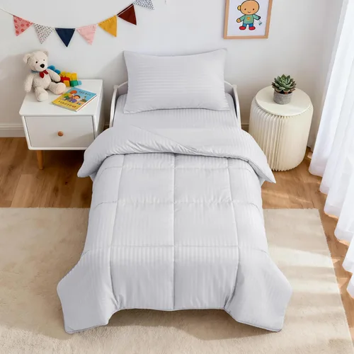 Miniatura 18 de ZPECC Juego de Ropa de Cama para Niños Pequeños - Juego de Ropa de Cama Hipoalergénica para Cuna de Bebé de 4 Piezas para Niños y Niñas, Incluye