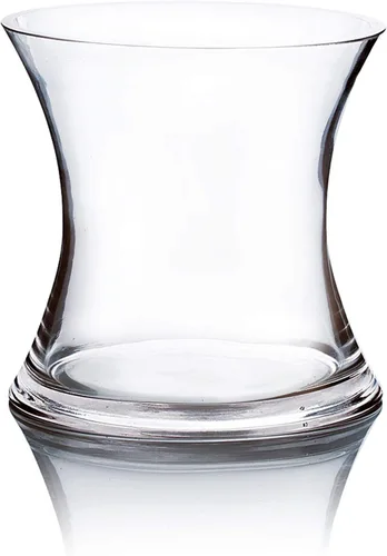 Miniatura 5 de Jarrón único de ramo WGV, 5.5" de ancho, 5" de alto, vidrio transparente corto huracán cóncavo para flores, portavelas para eventos de boda