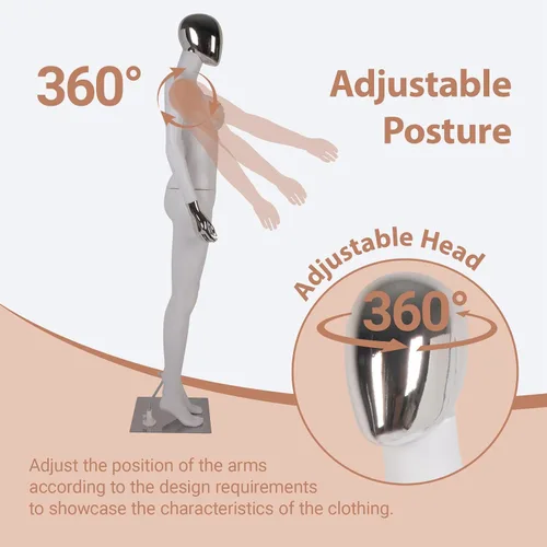 Miniatura 5 de Kinfant Maniquí femenino de cuerpo completo, elegante maniquí femenino alto con base de metal estable, pantalla de forma de vestido de manne quin