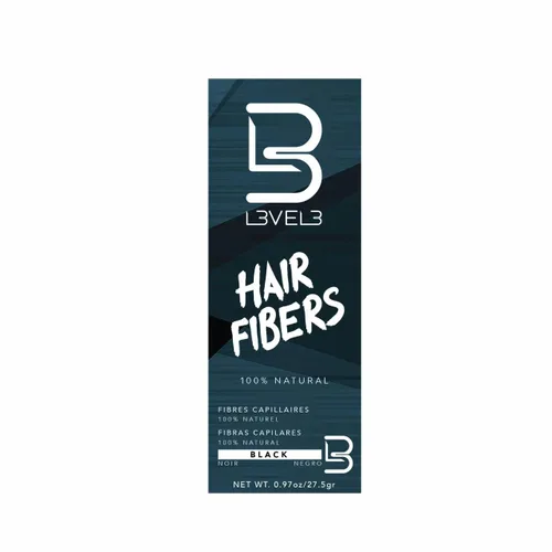 L3 Fibras capilares – Cubren el punto calvo o el cabello fino – Acabado de aspecto natural – Cobertura gris instantánea y cabello más grueso (negro)