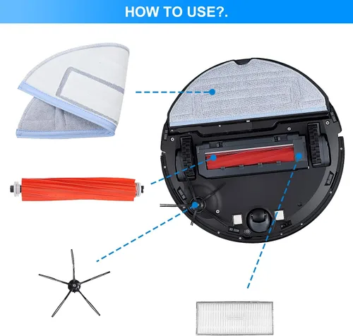Miniatura 2 de Kit de accesorios S7 MaxV Ultra para Xiaomi Roborock S7 S7 + S7 MaxV, S7 MaxV Plus, T7S T7 plus T7S plus aspiradoras robot, 2 cepillos de rodillo, 4